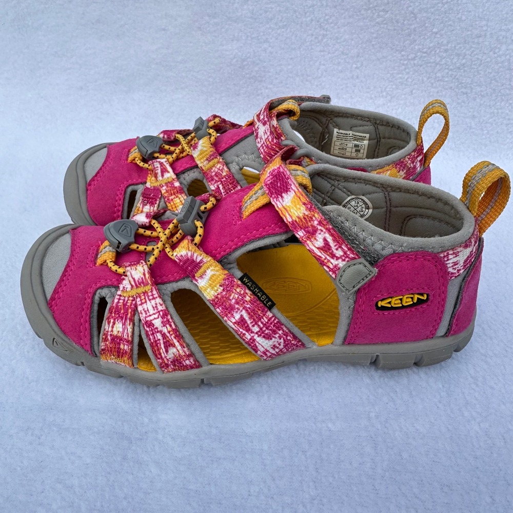 Keen Seacamp II CNX Sandals Kids Size 13 Pink Yellow Tie Dye Sport Water Shoes - Picture 3 of 12